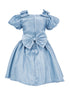 Girls Lala & Erina Blue Ribbon Puff Sleeve Flower Girl Dress 2-12 SophiasStyle.com model back