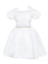 Girls Lala & Erina Ivory Ribbon Puff Sleeve Flower Girl Dress 2-12 SophiasStyle.com