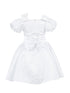 Girls Lala & Erina Ivory Ribbon Puff Sleeve Flower Girl Dress 2-12 SophiasStyle.com back