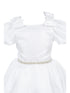 Girls Lala & Erina Ivory Ribbon Puff Sleeve Flower Girl Dress 2-12 SophiasStyle.com detail