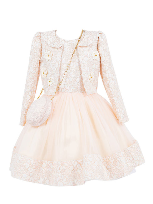 Girls Lala & Erina Pink Jacket Shoulder Bag Dress 3Pc Outfit SophiasStyle.com