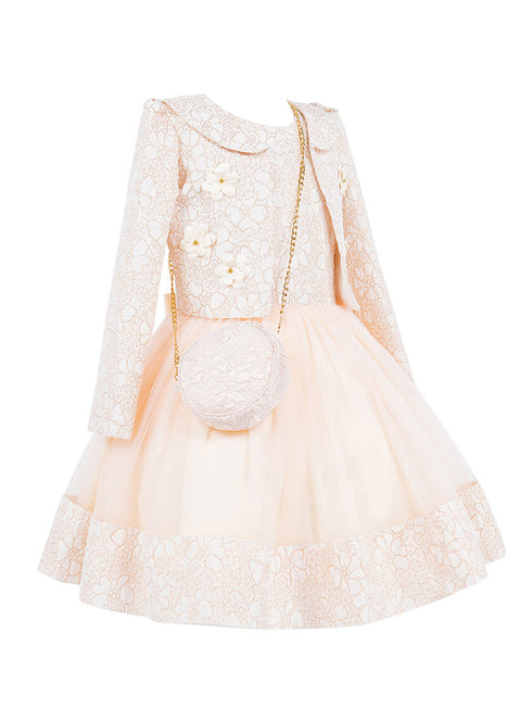 Girls Lala & Erina Pink Jacket Shoulder Bag Dress 3Pc Outfit SophiasStyle.com side