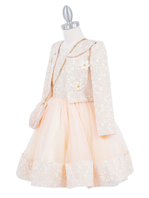 Girls Lala & Erina Pink Jacket Shoulder Bag Dress 3Pc Outfit SophiasStyle.com side 2