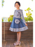 Girls Lala & Erina Royal Blue Jacket Shoulder Bag Dress 3Pc Outfit SophiasStyle.com model 2