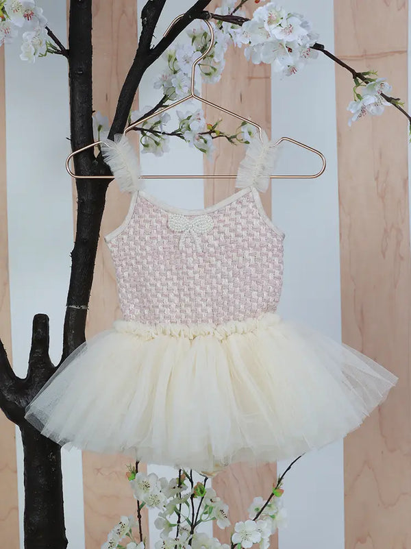 Coco Baby Girls Pink Tweed Tutu Onesie 0-24Months