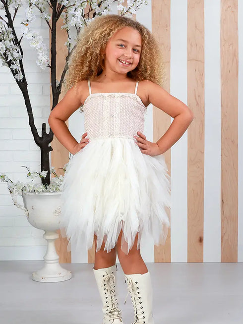 Coco Emma Girls Pink Tweed and Ivory Tulle Party Dress 12M-14