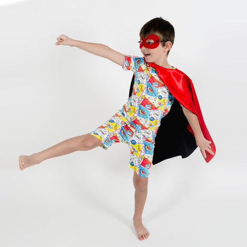 comic-hero-bamboo-kids-pajama-short-set-bellabu-bear - Sophia's Style -2