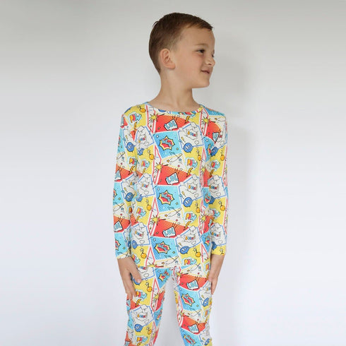 comic-hero-bamboo-kids-pajamas-bellabu-bear - Sophia's Style -9