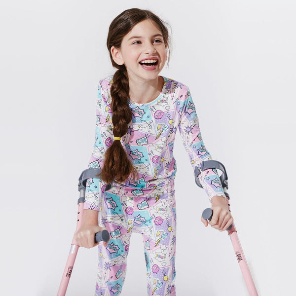 comic-purple-bamboo-kids-pajamas-bellabu-bear - Sophia's Style The "Easy Two-Piecey"-1