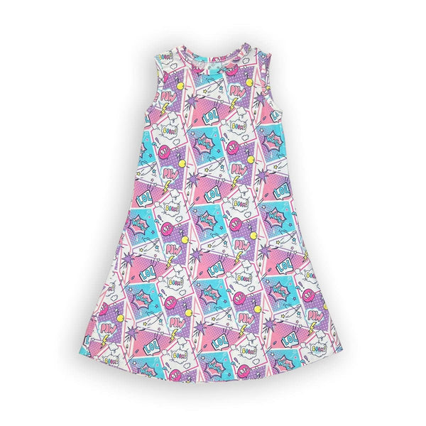 comic-purple-bamboo-girls-sleeveless-dress-bellabu-bear - Sophia's Style Dress-1