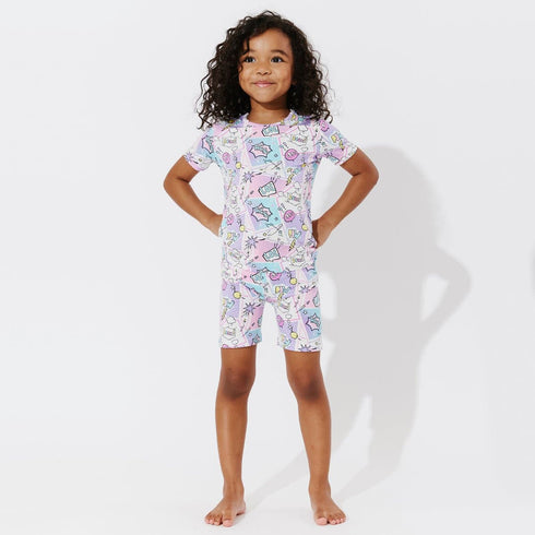 comic-purple-bamboo-kids-pajama-short-set-bellabu-bear - Sophia's Style -3