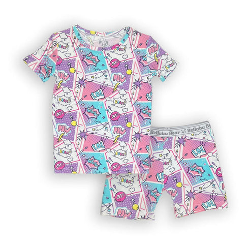 comic-purple-bamboo-kids-pajama-short-set- - Sophia's Style -11