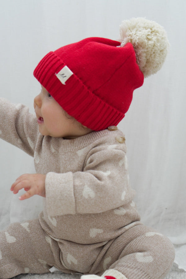 luna-luca-pom-beanie-red Luna+Luca Baby - Sophia's Style-1