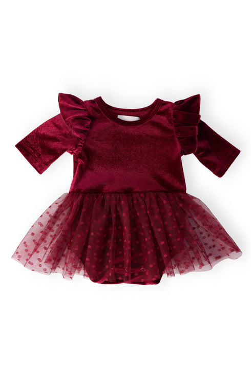 cranberry-velvet-tutu-bodysuit Mila & Rose - Sophia's StyleVelvet Tutu Bodysuit-1