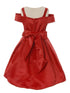 Satin Flower Girl Dress with Cold Shoulder and Pleated Skirt, Sizes 2-14