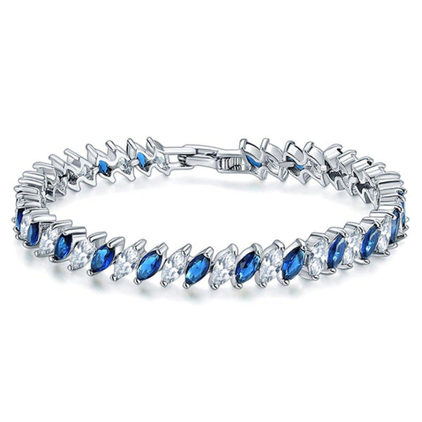 cubic-zirconia-tennis-bracelet-with-marquise-cut-sapphire-and-clear-aaa-cubic-zirconia-Sophia's StyleBracelets-1