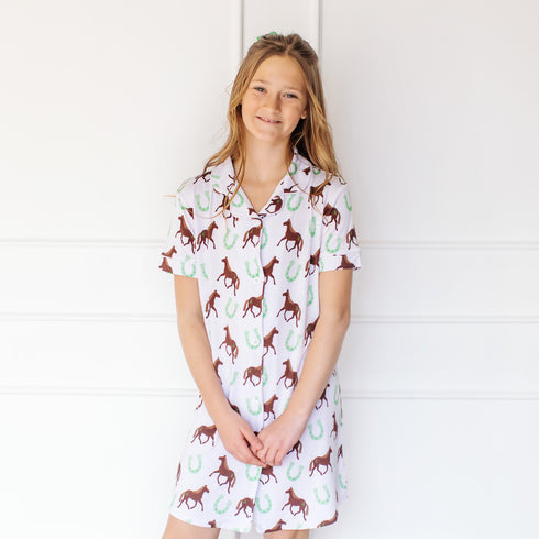 horse-button-down-gown-little-pajama-co - Sophia's Style -1