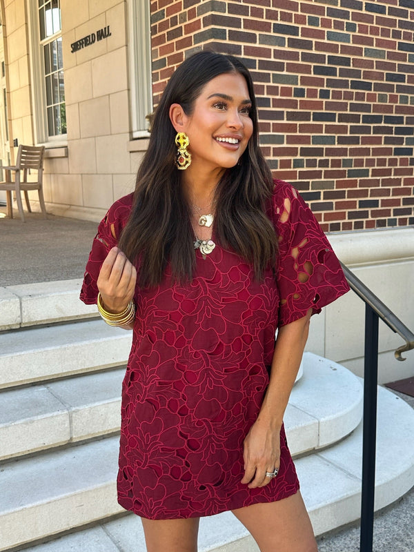 lulu-short-sleeve-mini-caftan-ruby Sophia's StyleApparel & Accessories > Clothing > Dresses > Short Dresses-1