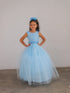 Girls Multi Color A-Line Flowered Waist Tulle Flower Girl Dress 2-16
