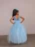 Girls Multi Color A-Line Flowered Waist Tulle Flower Girl Dress 2-16