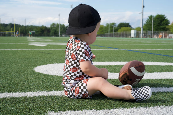 checkered-football-dream-short-set Dream-Big-Little-Co-pajama-baby-blanket