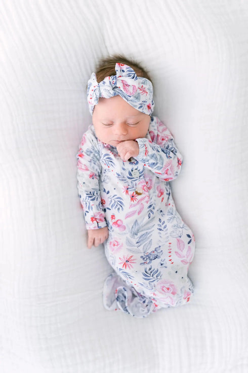 knotted-baby-gown-hat-headband-set-newborn-baby-girl-outfit-dusty-rose-Sophia's Style-12