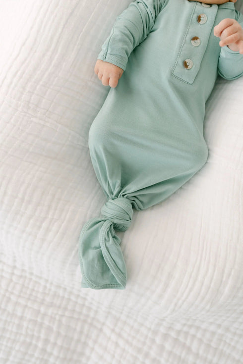 knotted-baby-gown-hat-set-mint-newborn-3-months-Sophia's Style-5