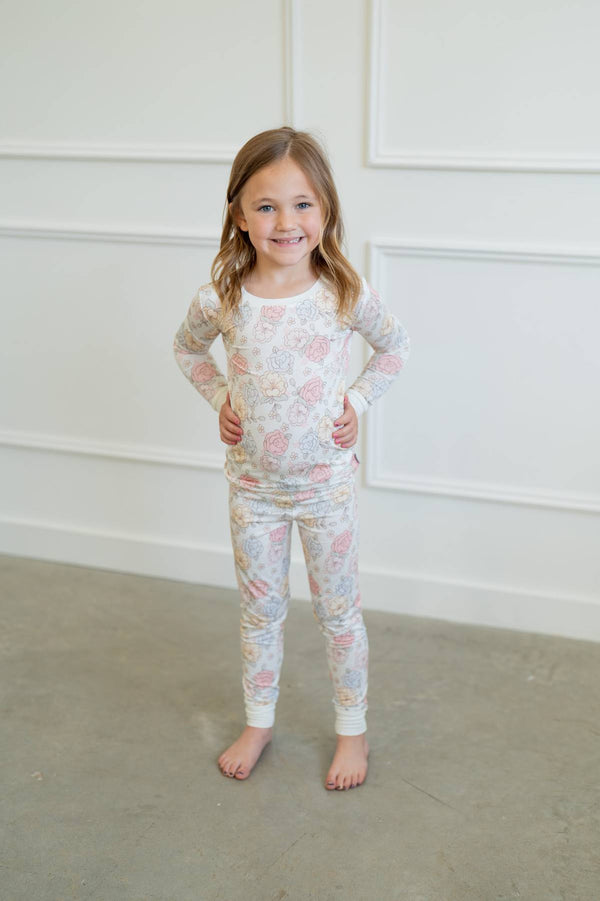 blue-pastel-floral-two-piece-pajama-set Boosh Baby - Sophia's Style-1