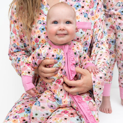 lillians-garden-butterflies-bamboo-ruffle-convertible-footie Laree & Co - Sophia's StyleFootie-1