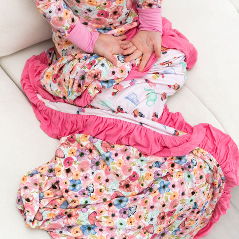 lillians-garden-ruffle-toddler-blanket Laree & Co - Sophia's StyleBamboo Blankets-1
