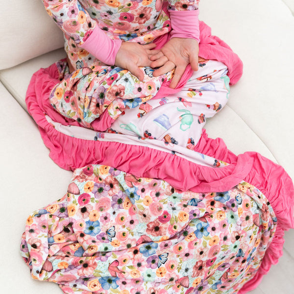 lillians-garden-ruffle-toddler-blanket Laree & Co - Sophia's StyleBamboo Blankets-1