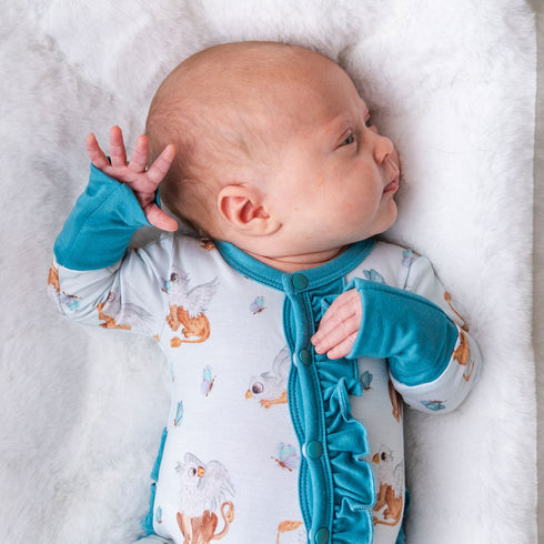 griffin-butterflies-bamboo-ruffle-convertible-footie-Laree + Co. at Sophia's StyleFootie-1