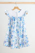 Blue rose hand smocked print dress