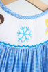 Blue snow princess hand smocked gingham dress