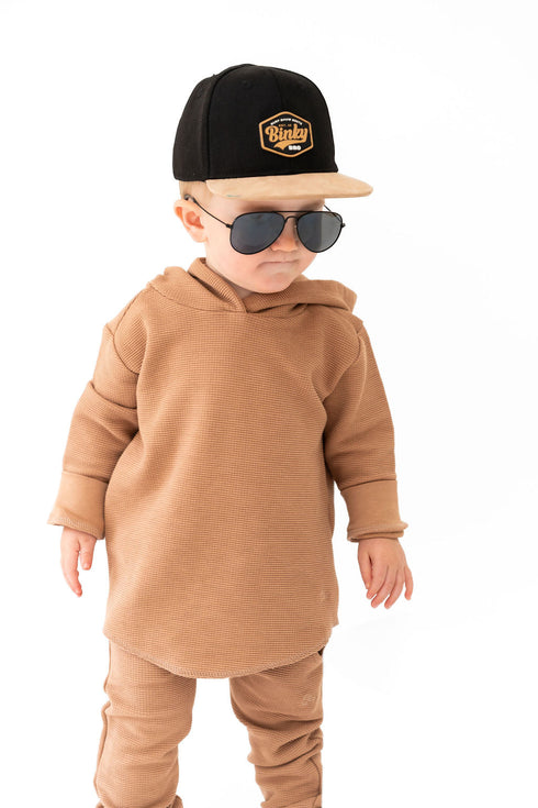 umber-waffle-knit-hooded-pullover Laree & Co - Sophia's StyleKids Pullovers-1