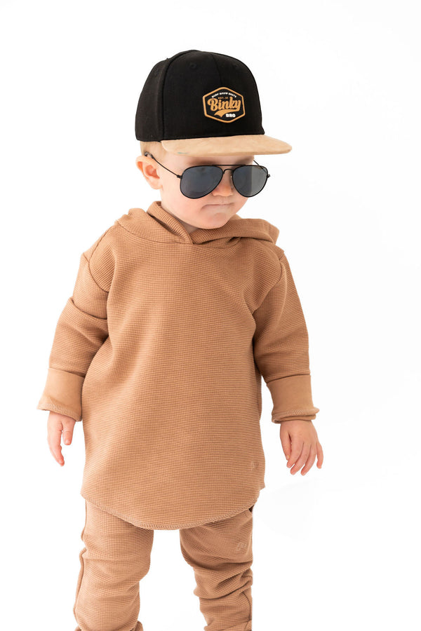 umber-waffle-knit-hooded-pullover Laree & Co - Sophia's StyleKids Pullovers-1