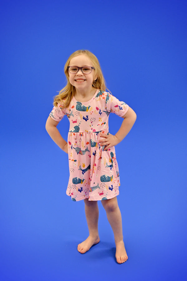 narwhal-short-sleeve-milk-silk-dress Great Lakes kids - Sophia's StyleShort Sleeve Dress-1