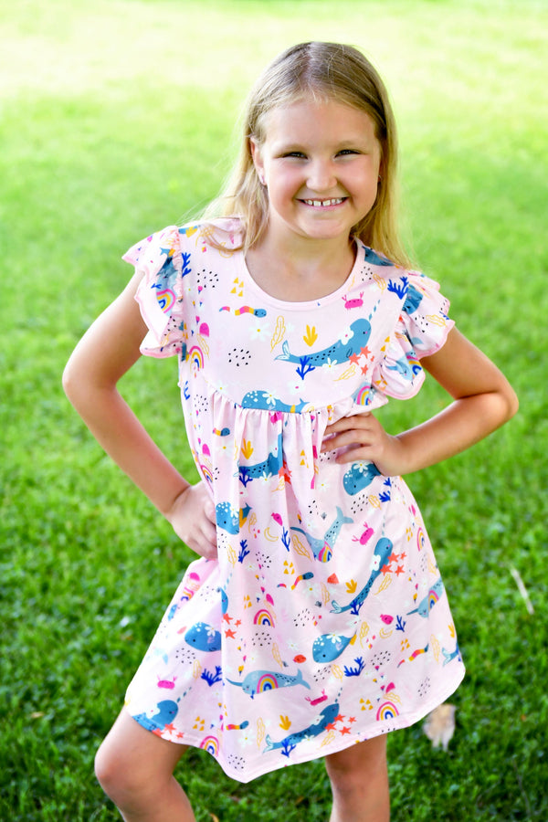 narwhal-milk-silk-flutter-dress Great Lakes kids - Sophia's StyleFlutter Dress-1
