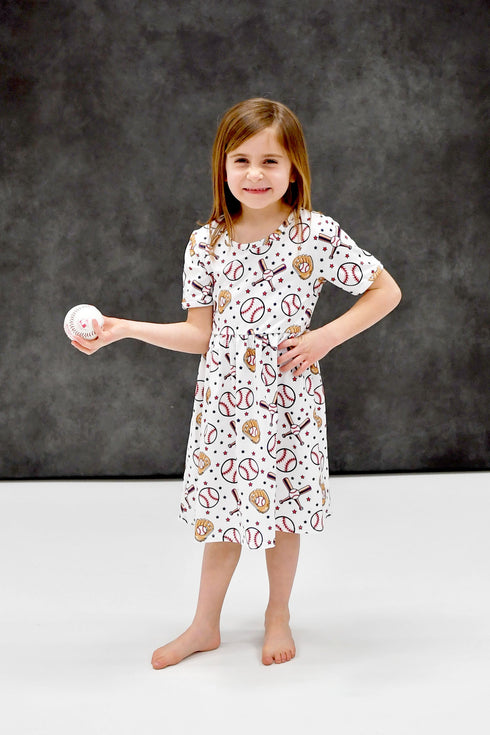 take-me-out-to-the-ball-game-short-sleeve-milk-silk-dress Great Lakes kids - Sophia's Style-1