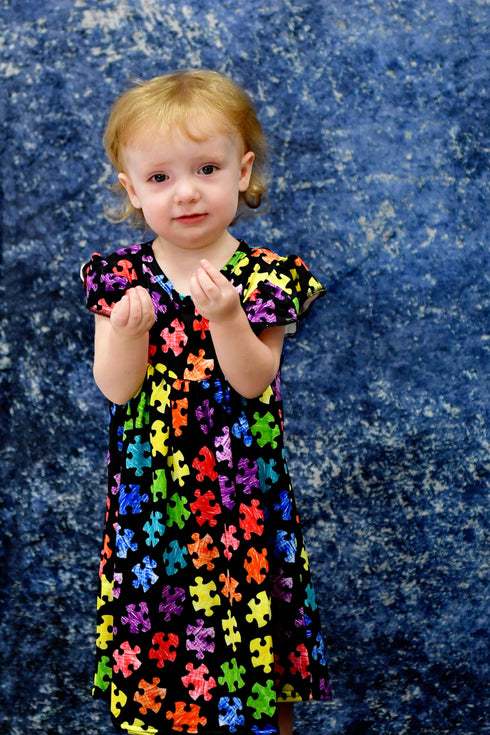 autism-awareness-milk-silk-flutter-dress Great Lakes kids - Sophia's StyleFlutter Dress-1