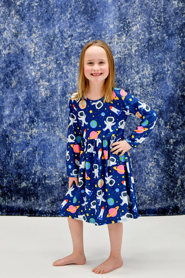 space-long-sleeve-milk-silk-dress Great Lakes kids - Sophia's Style-1