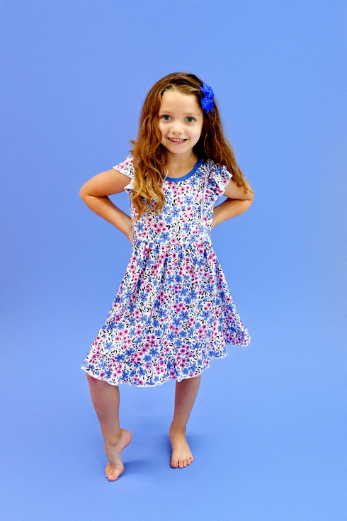 blue-and-purple-floral-ruffle-milk-silk-tank-dress Great Lakes kids - Sophia's Style-1