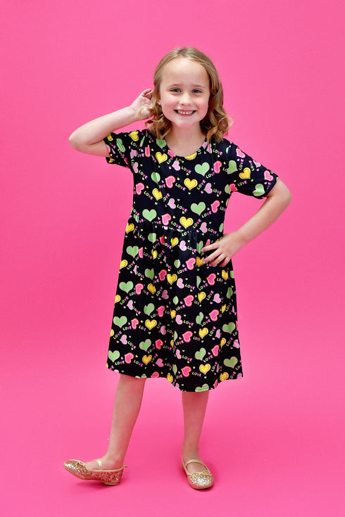 love-hearts-short-sleeve-milk-silk-dress Great Lakes kids - Sophia's Style-1