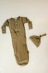 newborn-knotted-gown-and-hat-set-army-green-olive-green-newborn-clothes-for-boys-Sophia's Style-4