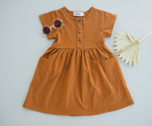 Button Twirl Dress - Honey