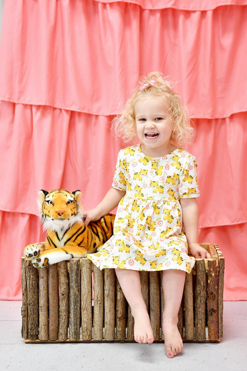 tiger-short-sleeve-milk-silk-dress Great Lakes kids - Sophia's Style-1