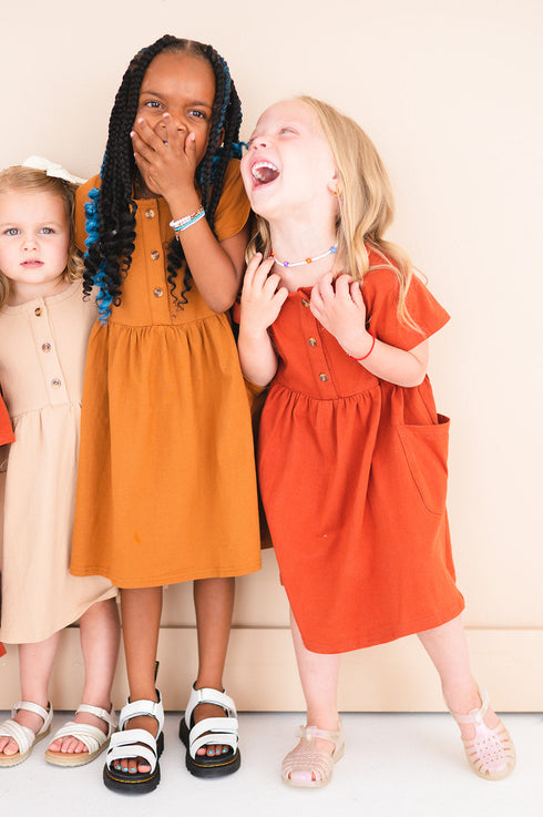 Button Twirl Dress - Honey