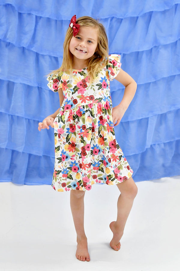 white-floral-long-flutter-milk-silk-dress Great Lakes kids - Sophia's Style-1