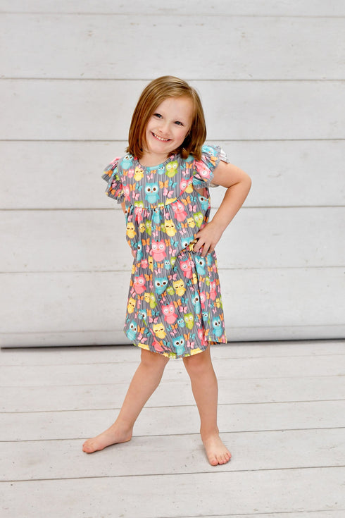 owl-milk-silk-flutter-dress Great Lakes kids - Sophia's StyleFlutter Dress-1
