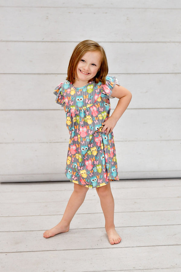 owl-milk-silk-flutter-dress Great Lakes kids - Sophia's StyleFlutter Dress-1